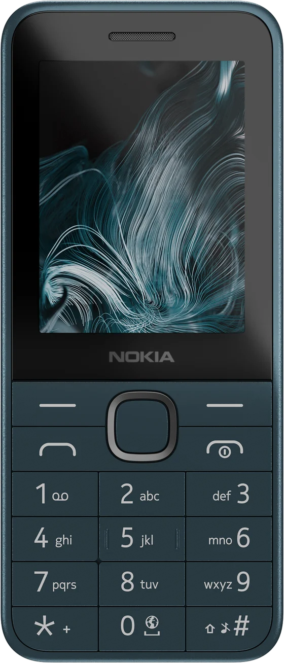 Nokia 225 4G (2024) in dark blue, front view.
